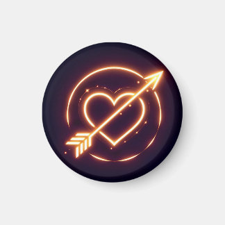 glowing image of a heart with cupid's arrow magnet