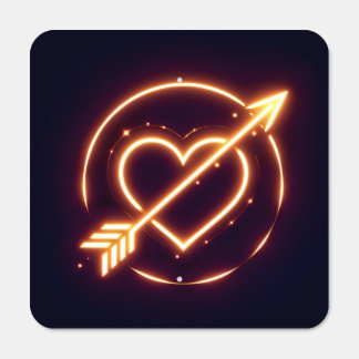 glowing image of a heart with cupid's arrow metal sign