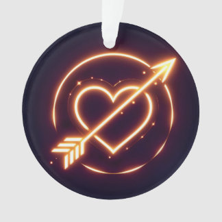 glowing image of a heart with cupid's arrow ornament