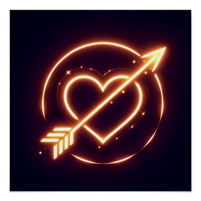 glowing image of a heart with cupid's arrow poster (Front)