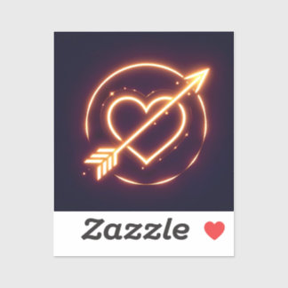 glowing image of a heart with cupid's arrow sticker