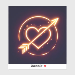 glowing image of a heart with cupid's arrow sticker