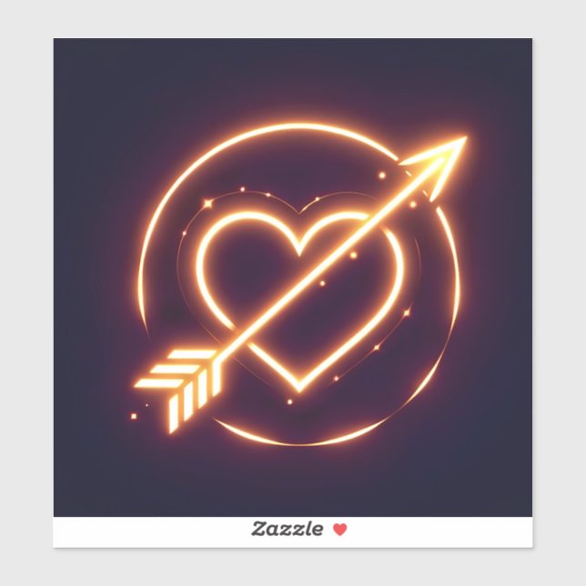 glowing image of a heart with cupid's arrow sticker (Sheet)