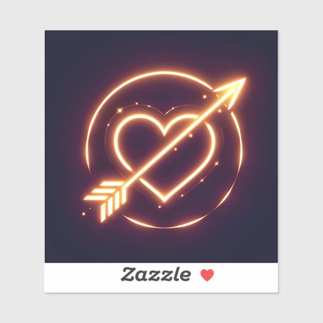 glowing image of a heart with cupid's arrow sticker (Sheet)