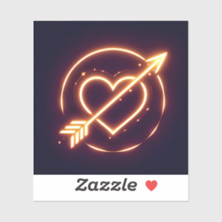 glowing image of a heart with cupid's arrow sticker