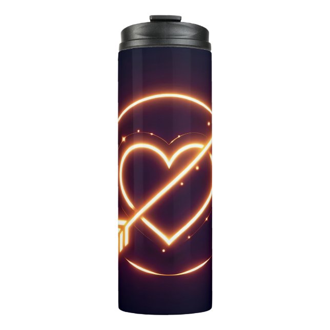glowing image of a heart with cupid's arrow thermal tumbler (Front)