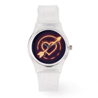 glowing image of a heart with cupid's arrow watch
