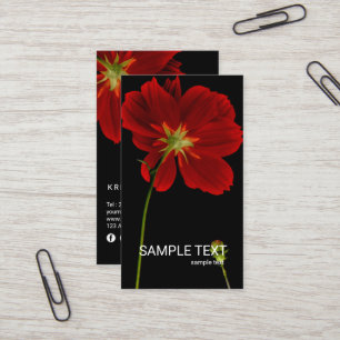 © Glowing in Darkness Red Gerbera Daisy Floral Business Card