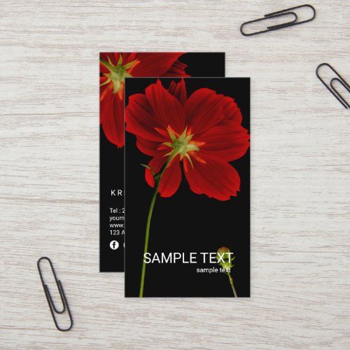  Glowing in Darkness Red Gerbera Daisy Floral Business Card