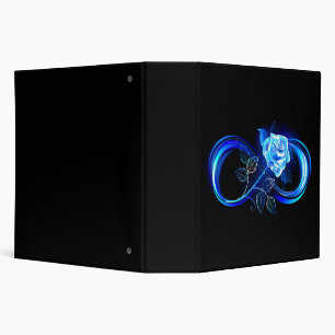 Glowing infinity with blue rose 3 ring binder