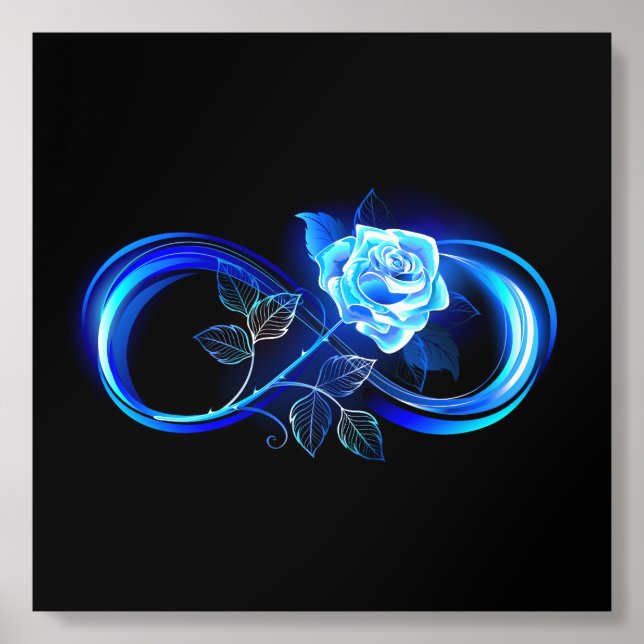 Glowing infinity with blue rose acrylic photo tile (Front Set)