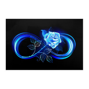 Glowing infinity with blue rose acrylic print
