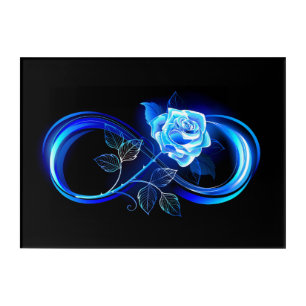 Glowing infinity with blue rose acrylic print