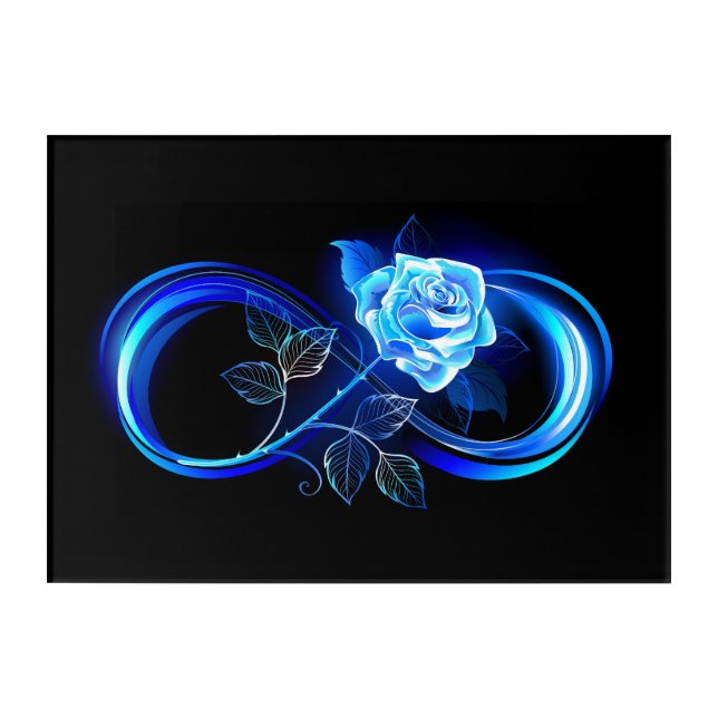 Glowing infinity with blue rose acrylic print (Front)