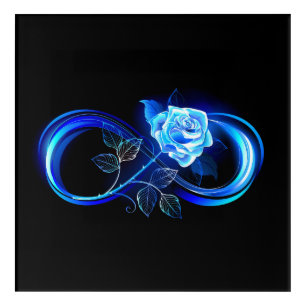 Glowing infinity with blue rose acrylic print