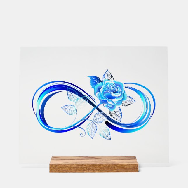 Glowing infinity with blue rose acrylic sign (Front)