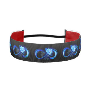 Glowing infinity with blue rose athletic headband