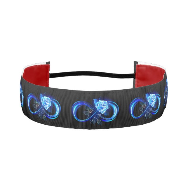 Glowing infinity with blue rose athletic headband (Front)