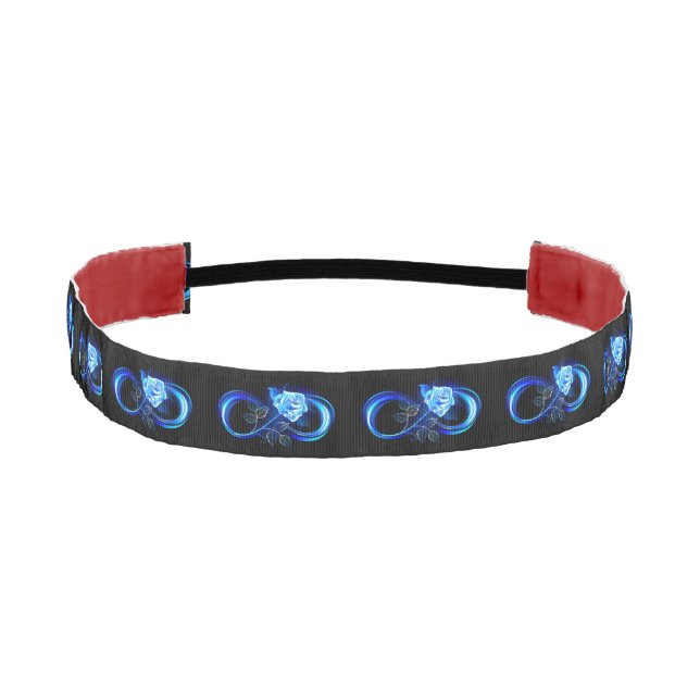 Glowing infinity with blue rose athletic headband (Front)