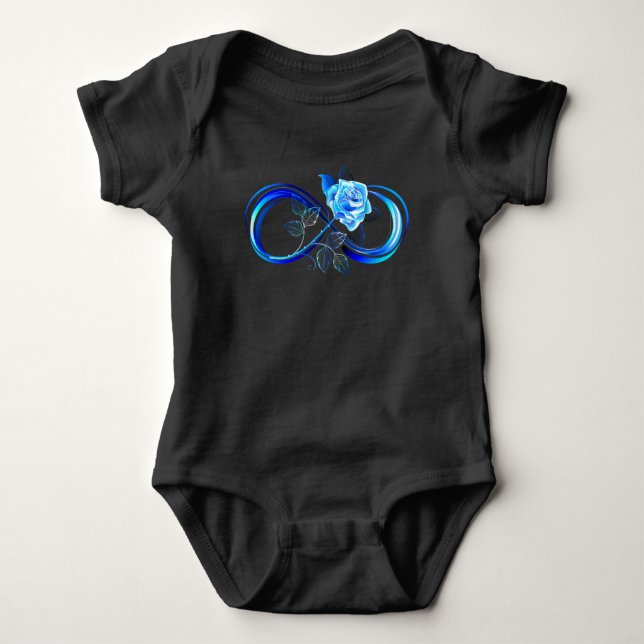 Glowing infinity with blue rose baby bodysuit (Front)