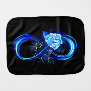 Glowing infinity with blue rose baby burp cloth