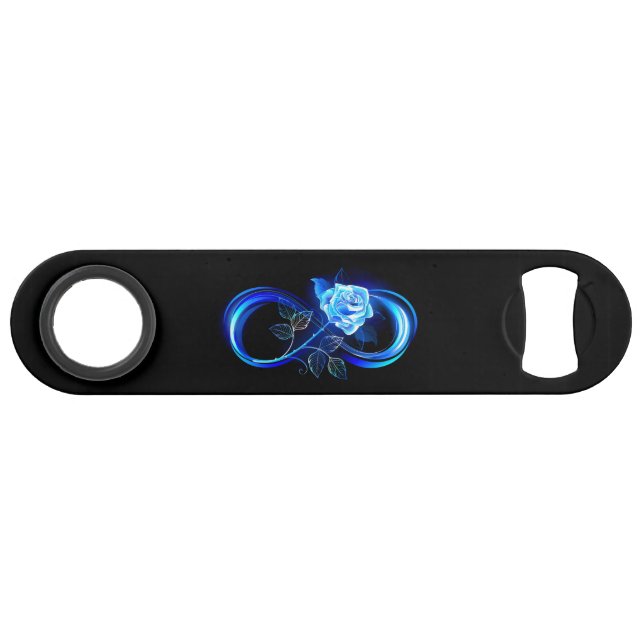 Glowing infinity with blue rose bar key (Front (Horizontal))