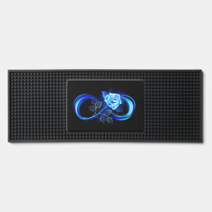 Glowing infinity with blue rose bar mat 