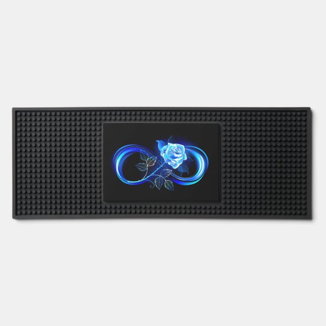 Glowing infinity with blue rose bar mat  (Front)
