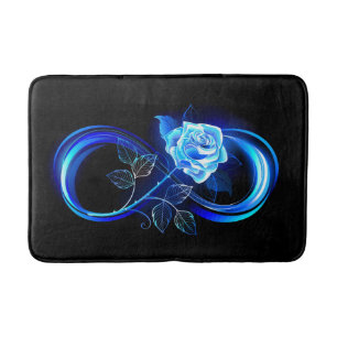 Glowing infinity with blue rose bath mat