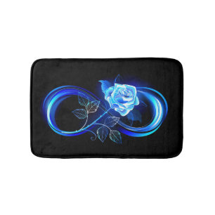 Glowing infinity with blue rose bath mat