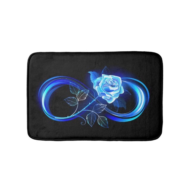 Glowing infinity with blue rose bath mat (Front)