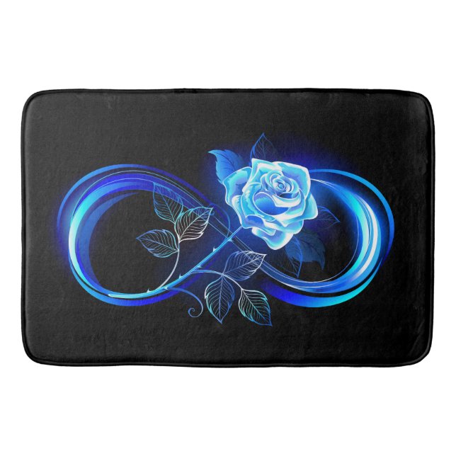 Glowing infinity with blue rose bath mat (Front)