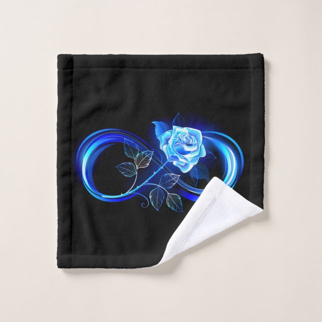 Glowing infinity with blue rose bath towel set (Wash Cloth)