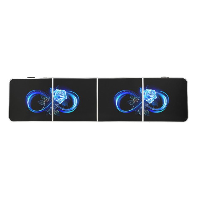 Glowing infinity with blue rose beer pong table (Top)