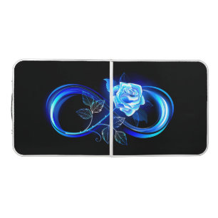 Glowing infinity with blue rose beer pong table