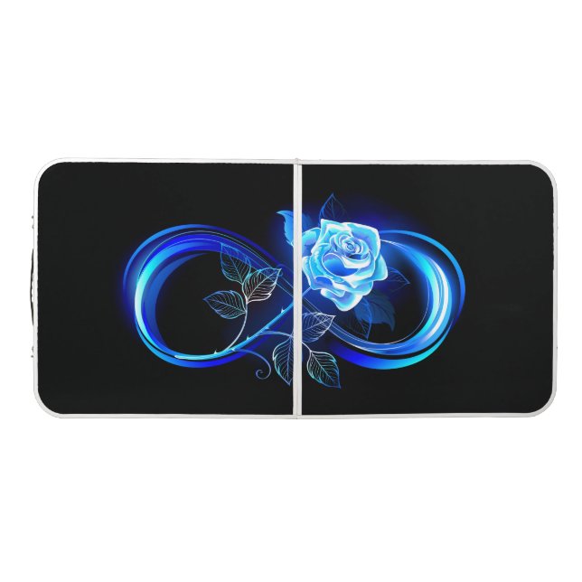 Glowing infinity with blue rose beer pong table (Top)