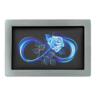 Glowing infinity with blue rose belt buckle