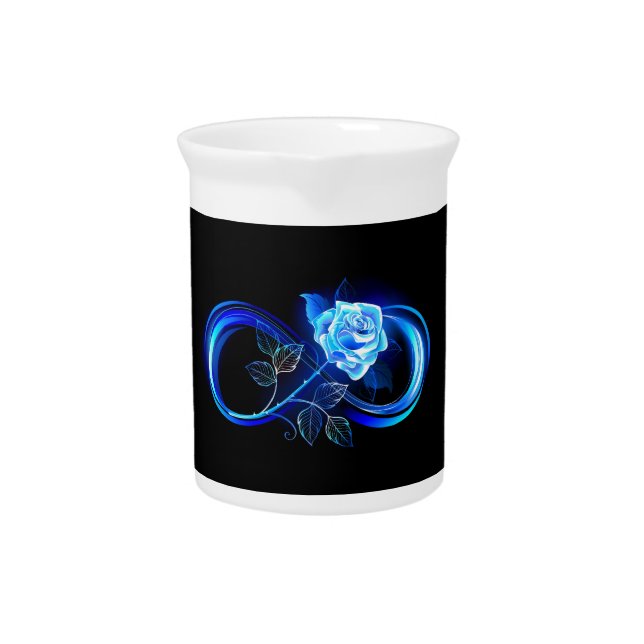Glowing infinity with blue rose beverage pitcher (Front)