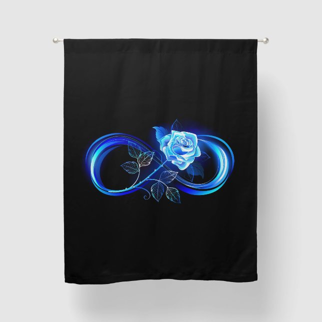 Glowing infinity with blue rose blackout curtains (Front)