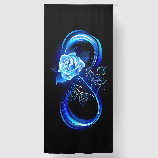 Glowing infinity with blue rose blackout curtains (Front)