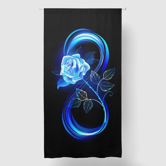 Glowing infinity with blue rose blackout curtains (Front)