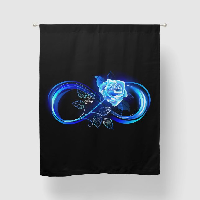 Glowing infinity with blue rose blackout curtains (Front)