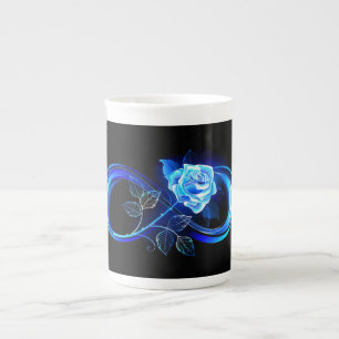 Glowing infinity with blue rose bone china mug