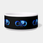 Glowing infinity with blue rose bowl<br><div class="desc">Luminous infinity symbol with glowing,  beautiful,  lushly blooming rose made of blue flames on black background.</div>