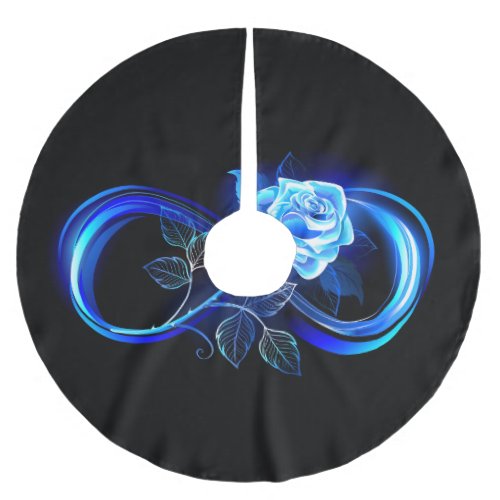 Glowing infinity with blue rose brushed polyester tree skirt