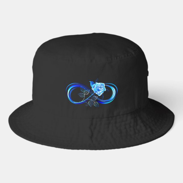 Glowing infinity with blue rose bucket hat (Front)