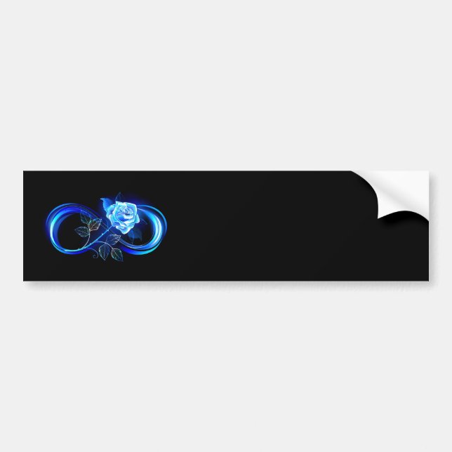 Glowing infinity with blue rose bumper sticker (Front)