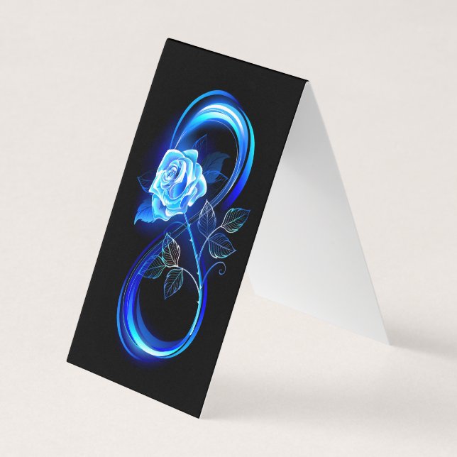 Glowing infinity with blue rose business card (Front)