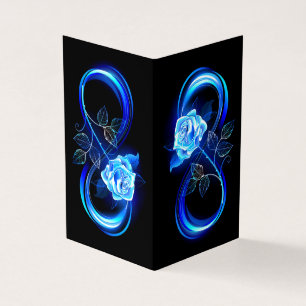 Glowing infinity with blue rose business card