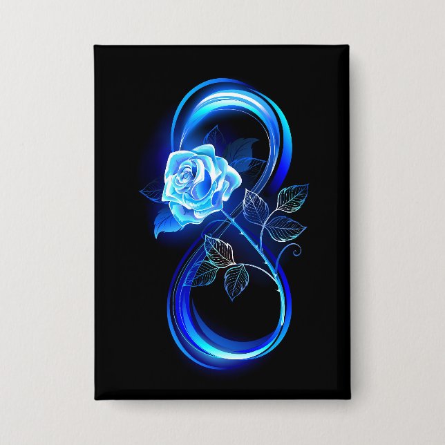 Glowing infinity with blue rose button (Front)